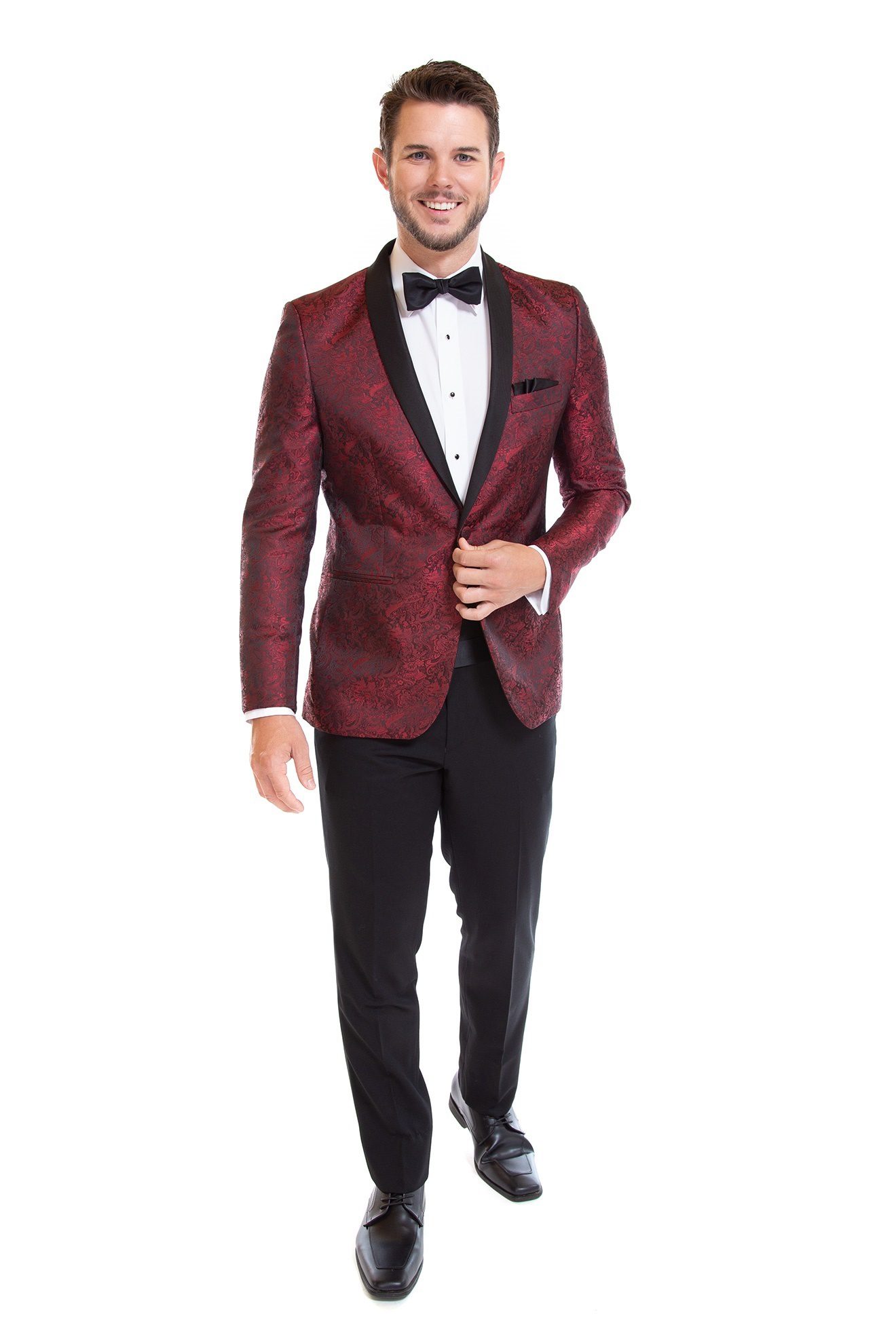 Couture 1910 Apple Red Paisley Tuxedo