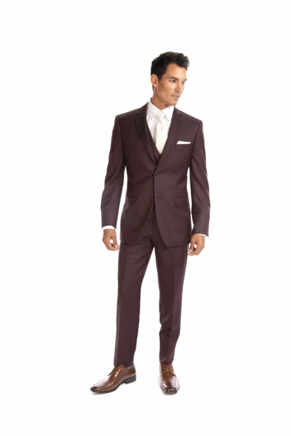 David Major Burgundy Slim Fit Suit