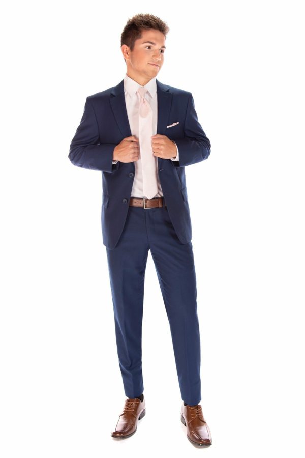 David Major French Blue Slim Fit Suit