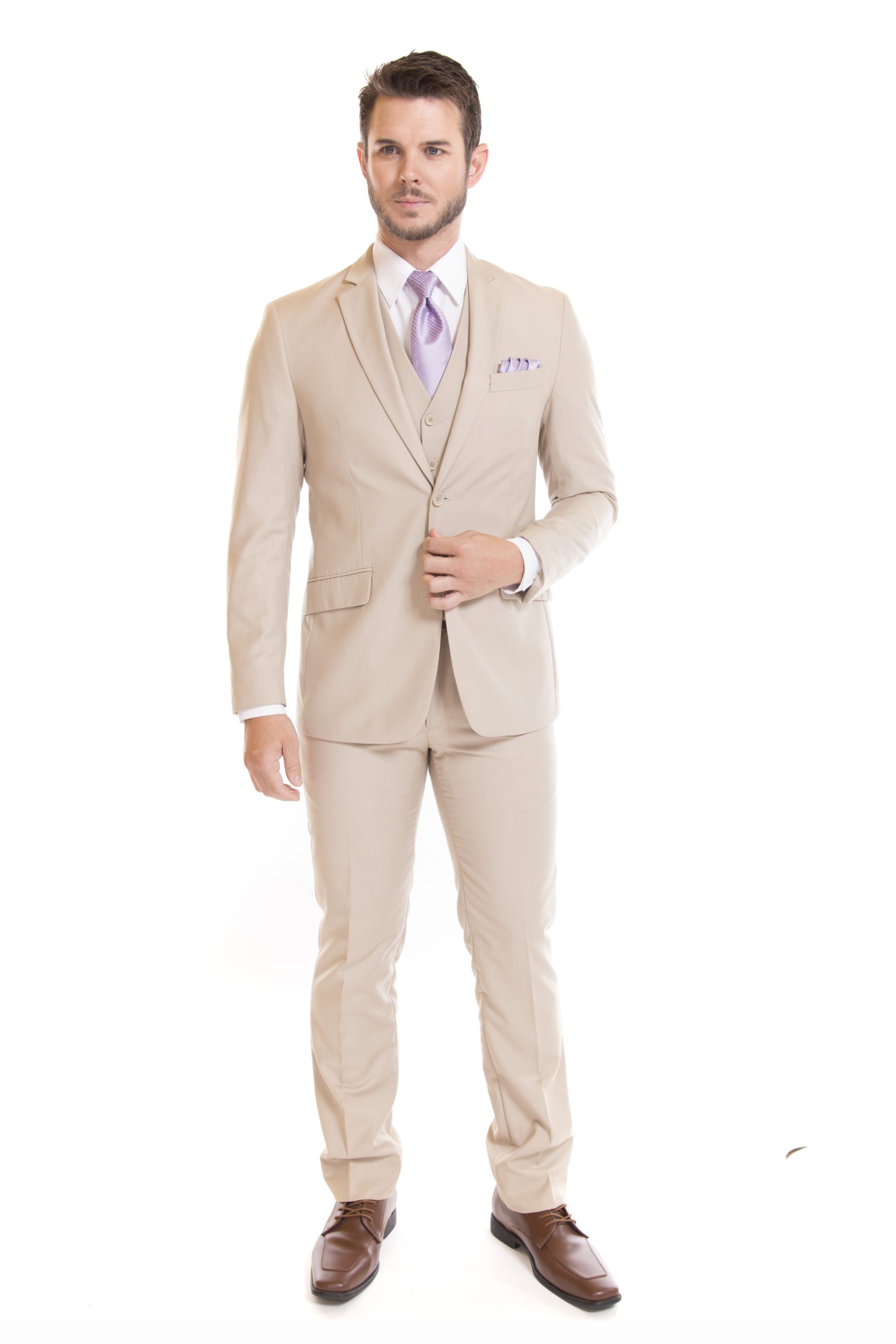 David Major Tan Slim Fit Suit