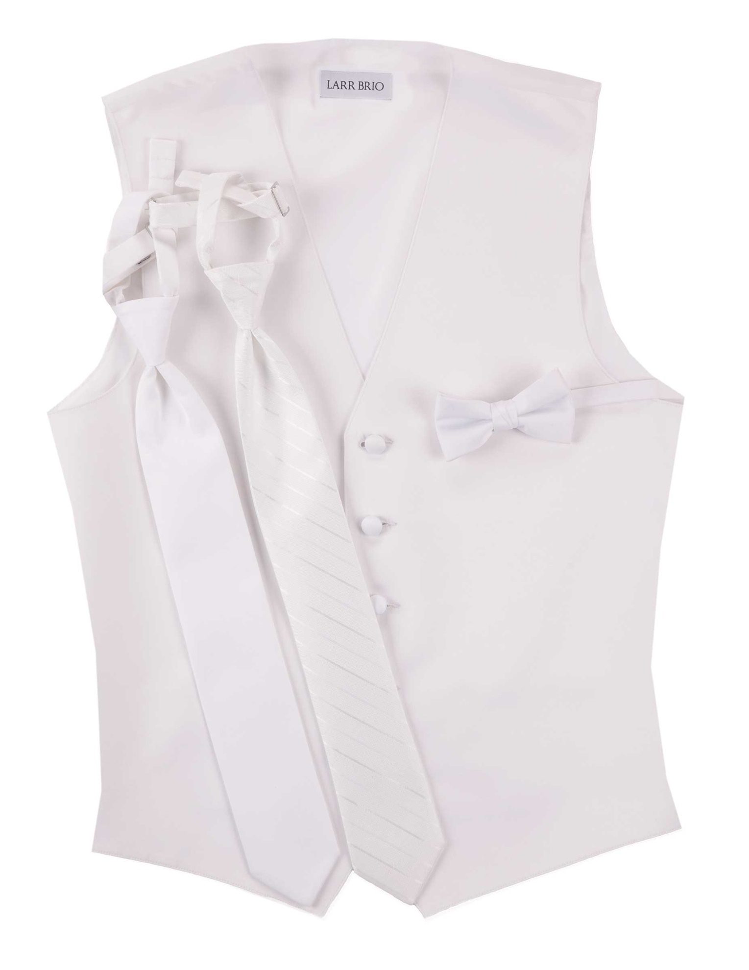 Simply Solid White Vest Ties Larr Brio