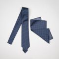 Cobalt & Grey Check Tie & Pocket Square