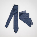 Cobalt/Grey Check Tie & Pocket Square